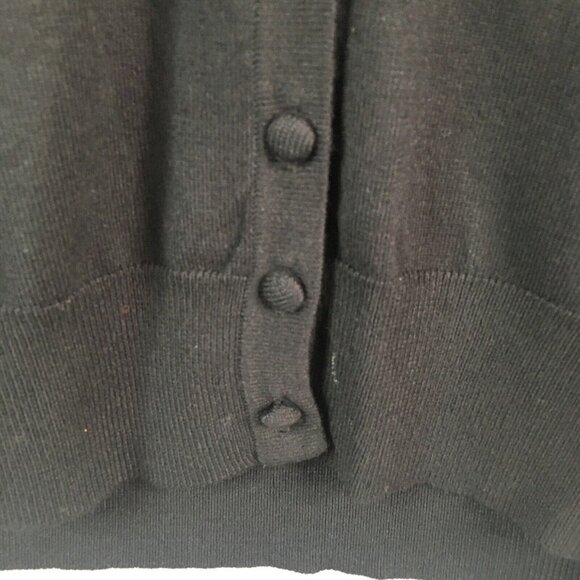 Vintage IB Diffusion Sweater Woemsn Small Black Cardigan Gray Rosettes Artsy - Picture 9 of 16